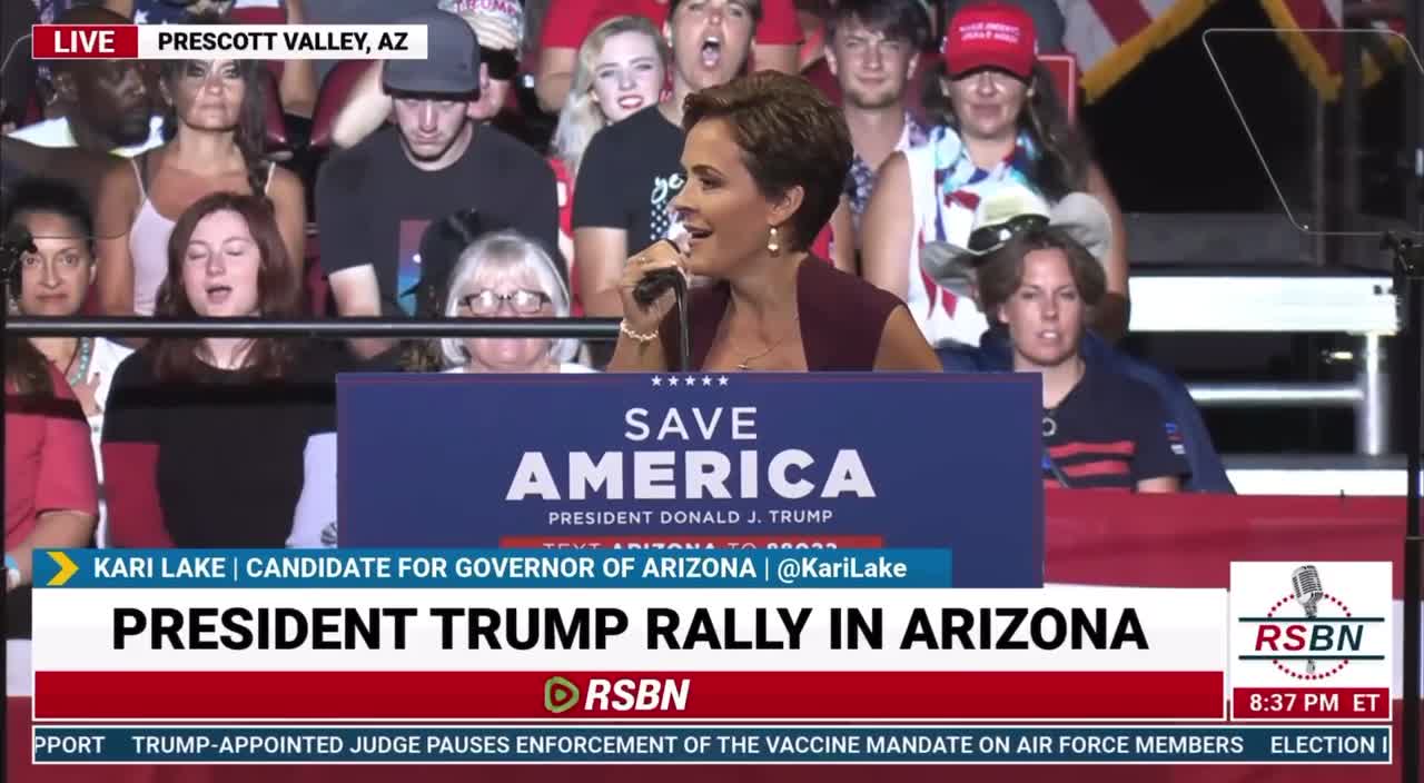 Kari Lake just used ‘We’re Not Gonna Take It’ as her walkout song at the Trump rally.