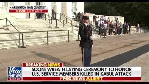 President Trump at Arlington honoring Marines and others killed in Afghanistan.