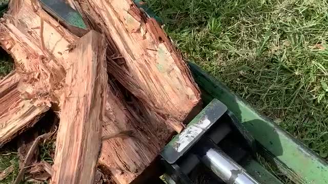 Splitting wood for BBQ