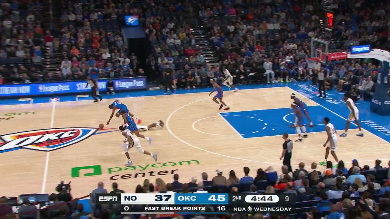 NBA - The steal. Behind-the-back pass. Aaron Wiggins slam.