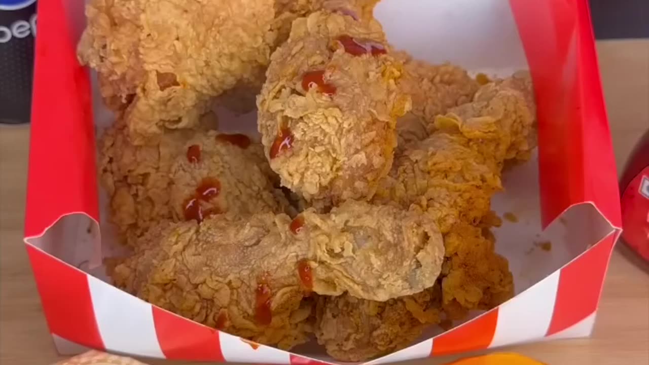 FRIED CHICKEN KFC asmr MUKBANG eating KFC FRIED CHICKEN FULL NON VEG MEAL