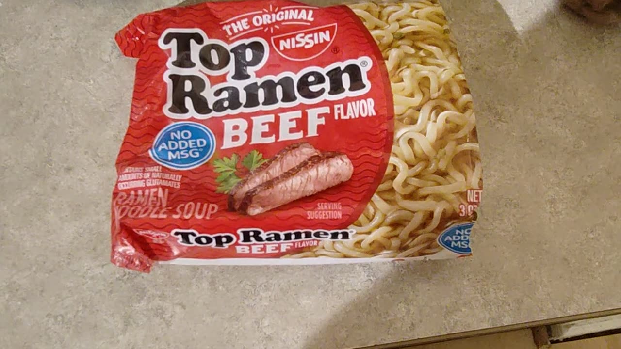 Eating Nissin Top Ramen Beef Flavor, Dbn, MI, 12/15/23