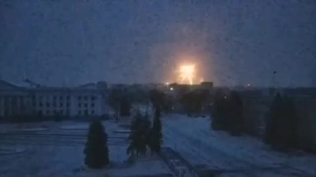 Ukrainian Air defense system shotdowning a Separatist Cruise missile over Kramatorsk