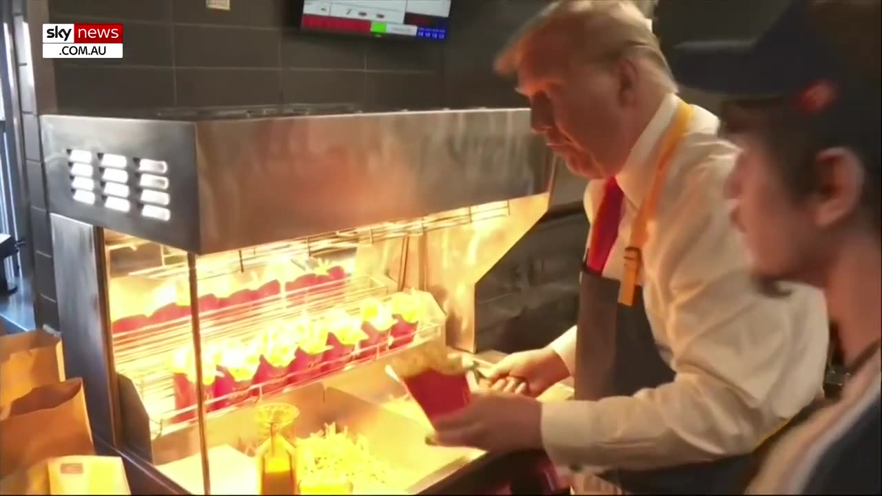 Donald Trump works a shift at McDonalds in Pennsylvania.