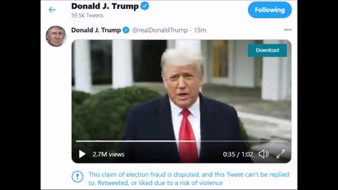 Trump Calls for Peace After the Inane Steal, Tweeter "prevents us" to Like him!!!