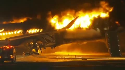 Japanese Firefighters are Battling to Control Flames from Flight JL 516
