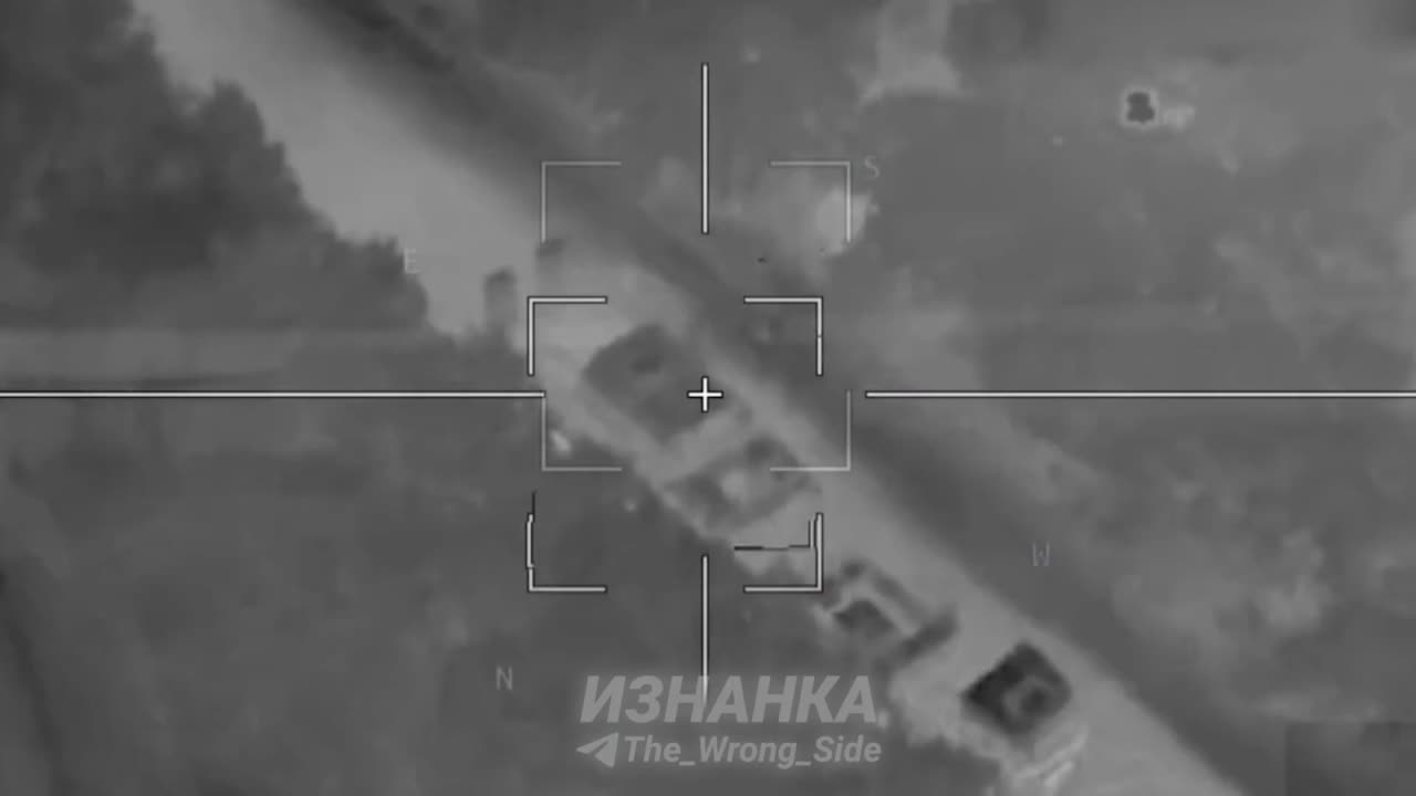 Russian Lancet drone strike on Ukrainian tank being evacuated in the Sumy region