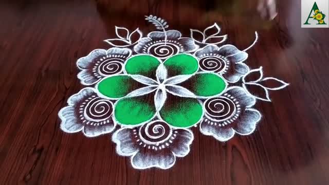 Easy colourful Rangoli for Shriramanavami