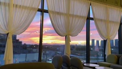 sunset outside the window