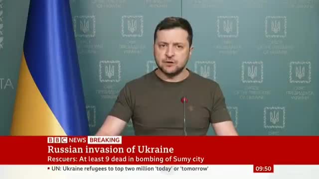 Ukraine's President Zelensky says Russia has bombed humanitarian aid convoys