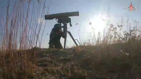 Úder ruského protitankového řízeného raketového systému u Kupjansku