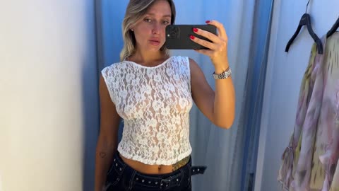 [4K] See-Through Try On Haul In Dressing Room