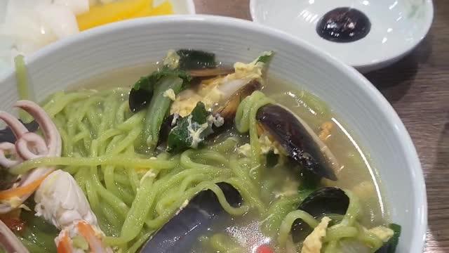 Udon soup in Chinese restaurant in Korea