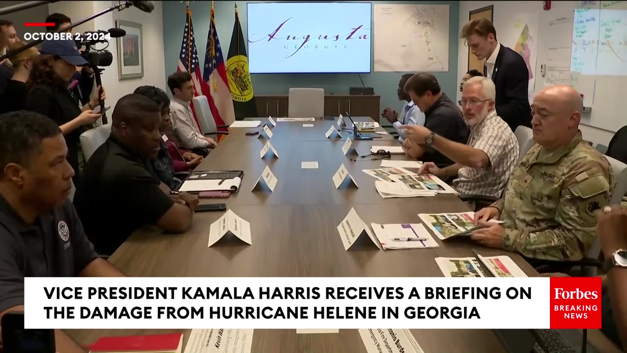 JUST IN- Vice President Kamala Harris Receives A Briefing On Damage From Hurricane Helene In Georgia