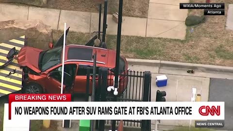 Aerial video shows scene after SUV rams gate at FBI’s Atlanta office