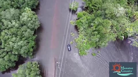 Drone video shows stranded person rescued after Storm Debby