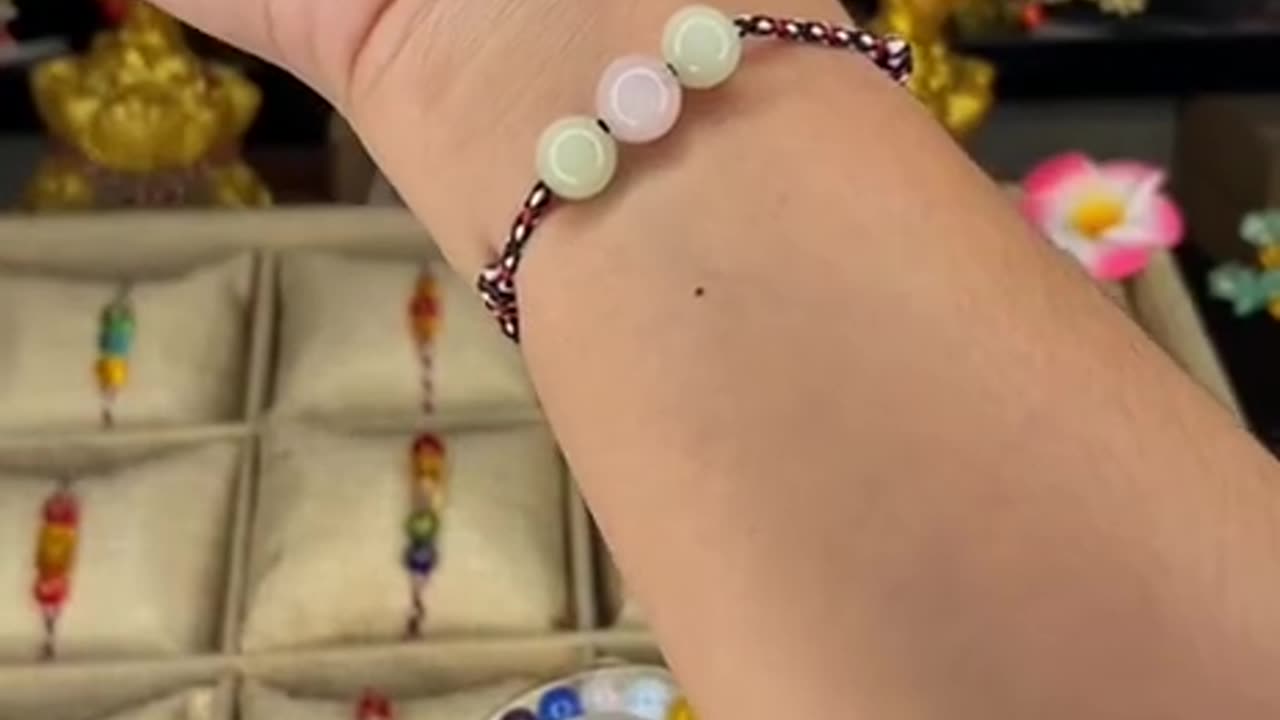 Tridatu Cobra Bracelet with Rose Quartz - Perfect Love Bracelet that Glows in the Dark