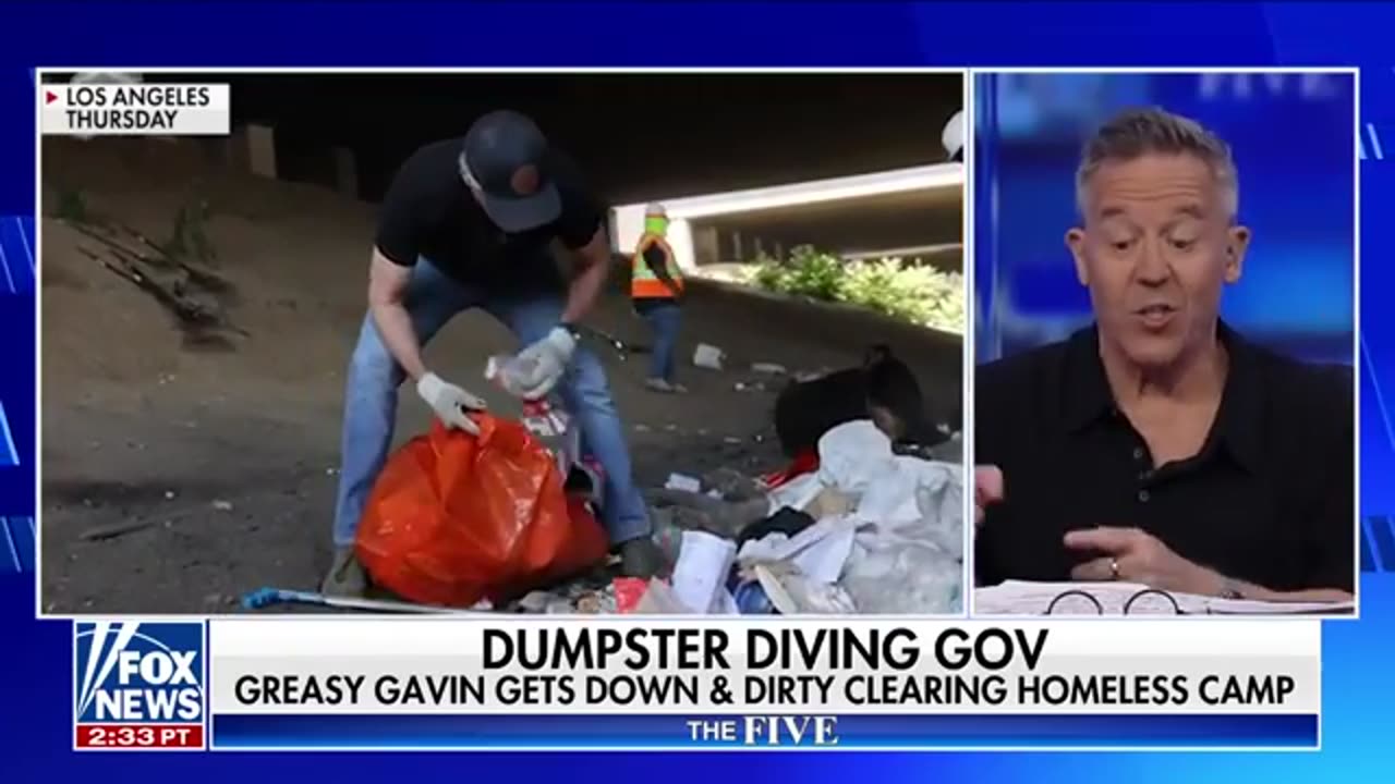 Jesse Watters_ Gavin Newsom picks up literal garbage left behind from failing po