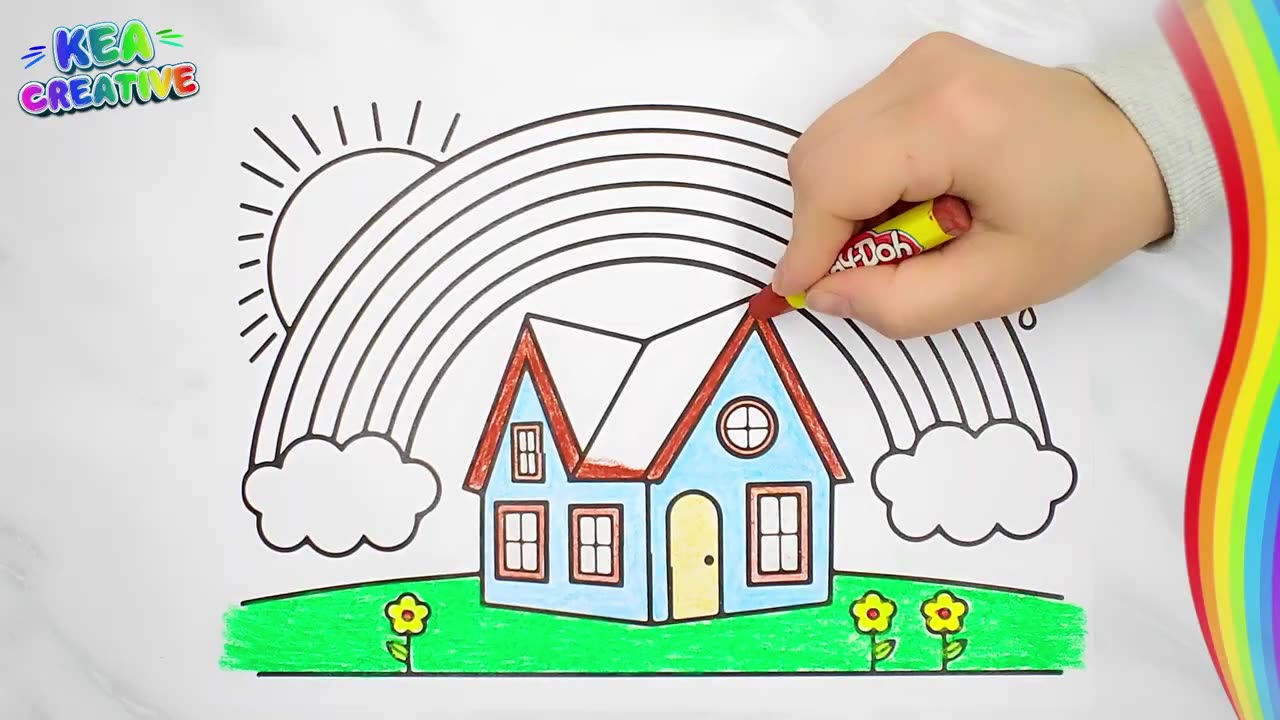 Sweet Home - How to Coloring a Oil Pastels House - Rainbow @KeaCreative2