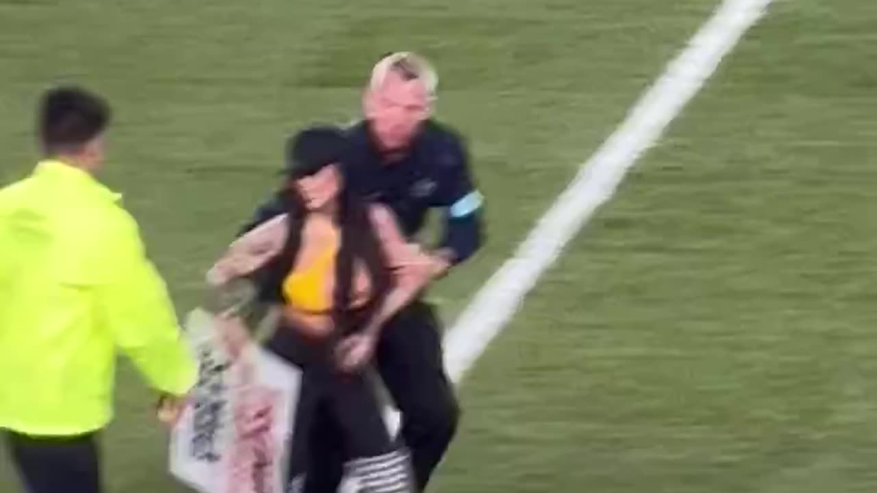 Here we go Steelers! Streaker runs down the field with a #trump sign! #news