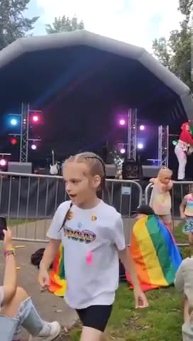 A drag queen dressed in blood throws tampons to children at a “family-friendly” pride festival