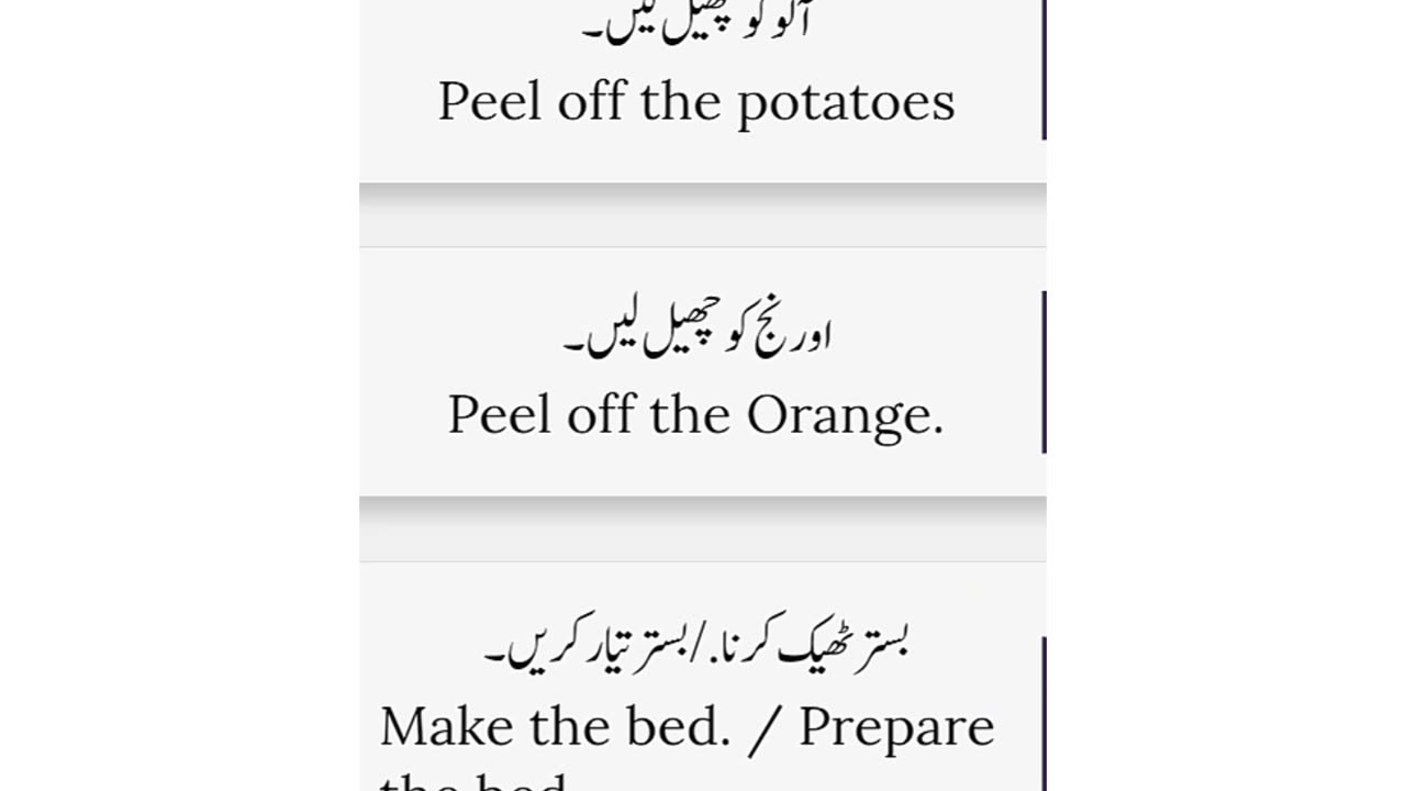 English to Urdu Sentences