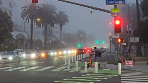 LA USA. Evening, fog