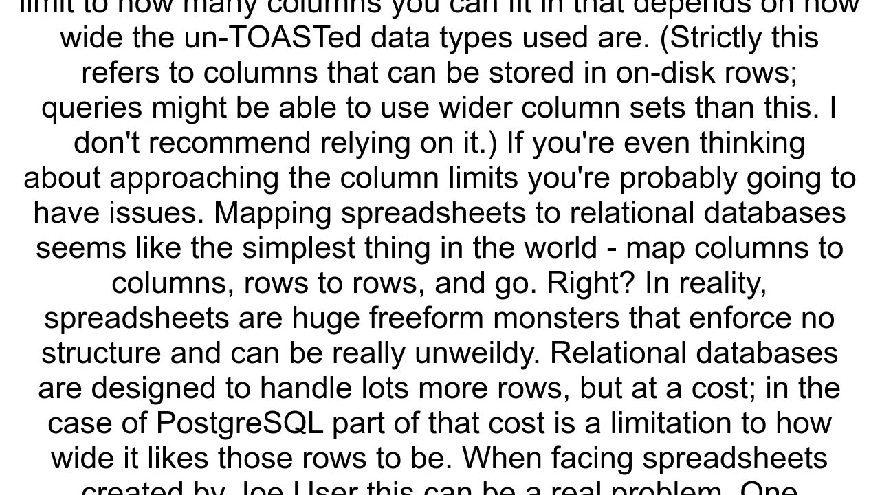 What is the maximum number of columns in a PostgreSQL select query