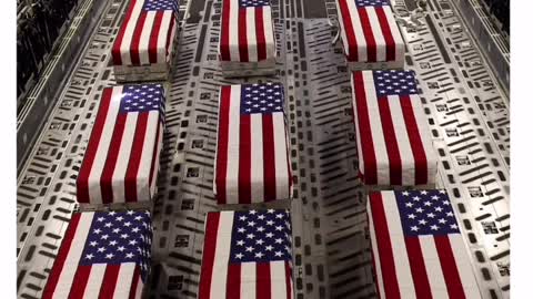 Marine coffins draped with flag