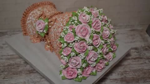 3D торт Букет💐 Как украсить торт " Букет роз" белково-заварным кремом