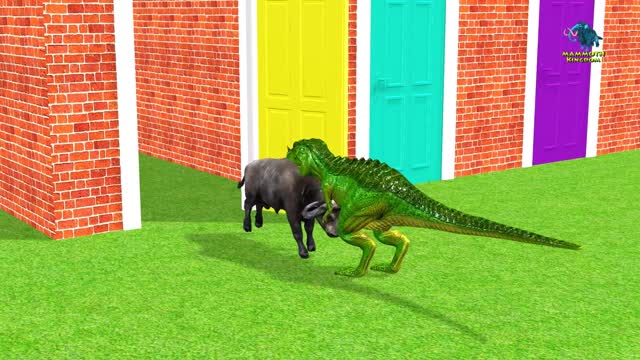 Choose Right Doors With Elephant, Gorilla, Lion, Dinosaur Scary Teacher Wild Animals Matching Game