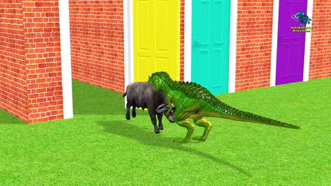 Choose Right Doors With Elephant, Gorilla, Lion, Dinosaur Scary Teacher Wild Animals Matching Game