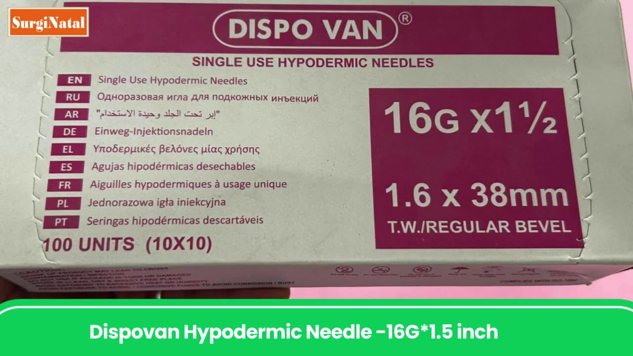 Buy Dispovan Hypodermic Needle - 20G x 1.5 inch - Surginatal