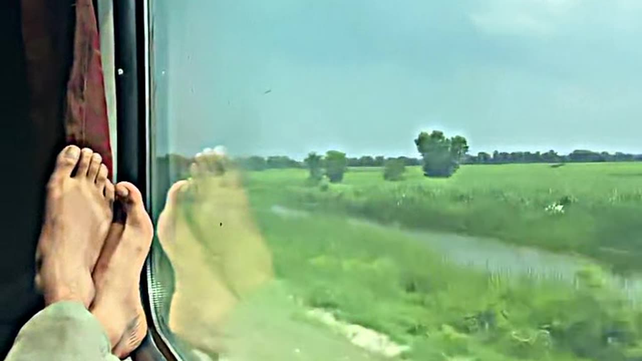 Train traveller enjoying