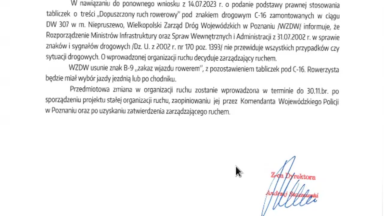 Wielkopolski Zarząd Dróg Wojewódzkich kłamie - zakazy wjazdu dla rowerów