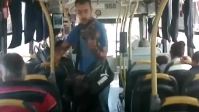 Violinist on a public bus in Montevideo