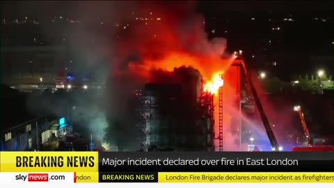 Firefighters respond after fire engulfs in tower block in Dagenham, east London