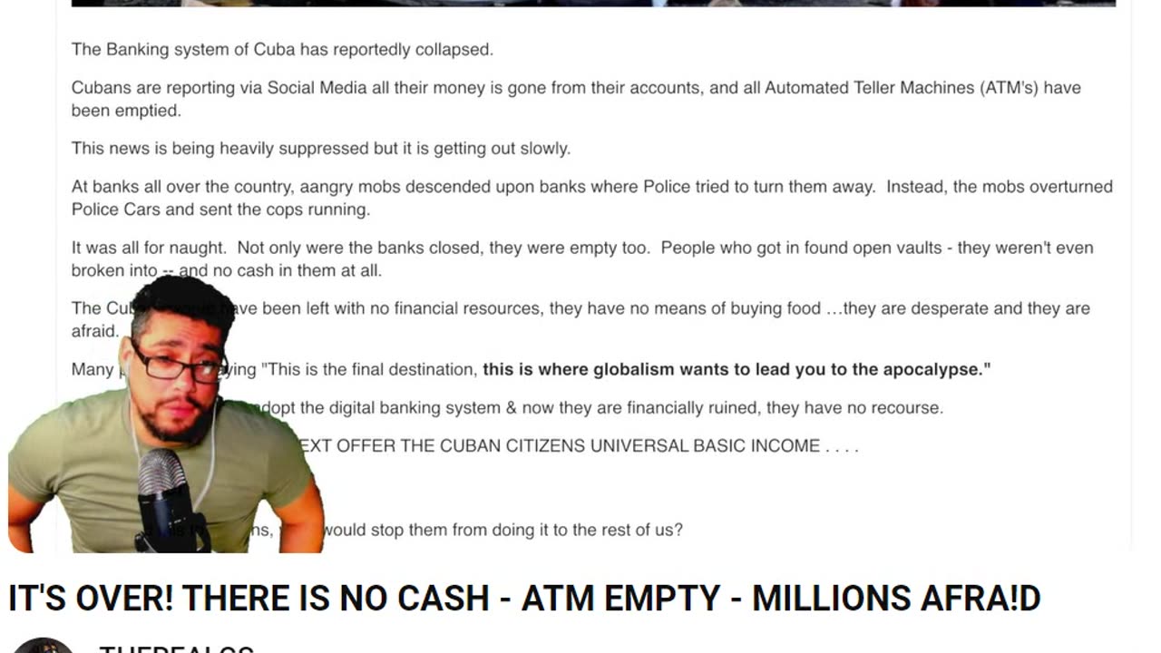 IT'S OVER FOR CUBA- THERE IS NO CASH - ATMs EMPTY - MILLIONS AFRA!D !!!