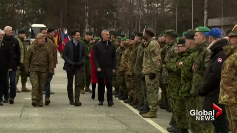 Russia-Ukraine conflict_ Trudeau meets with NATO troops in Latvia