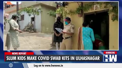 kids make COVID SWAB KITS in Ulhasnagar