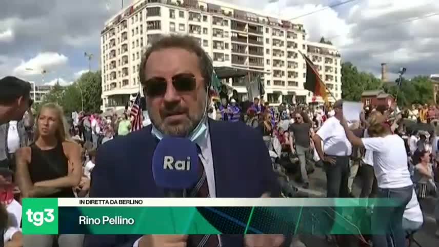 TG nazionali italiani sulla manifestazione a Berlino di Agosto 2020