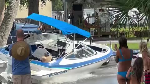 WCGW Trying to tow a boat with your body
