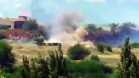 Russian ATGM missile strikes an Ukrainian truck