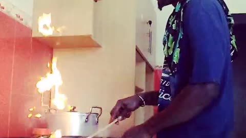 Setting kitchen on fire