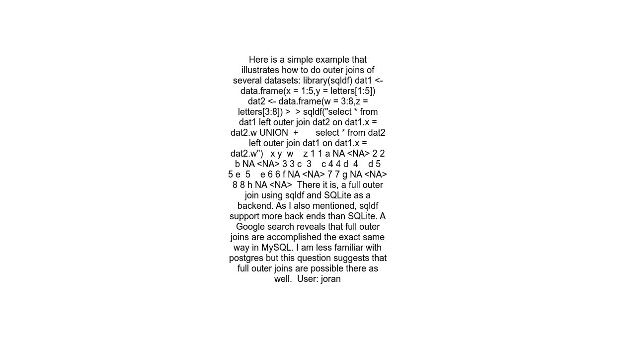 How can I perform full outer joins of large data sets in R