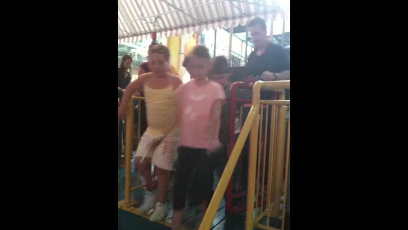 Katie jumping for the roller coaster