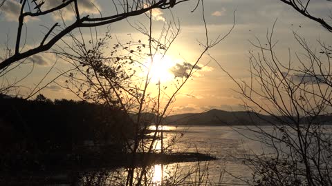 Sunset is setting on the beach