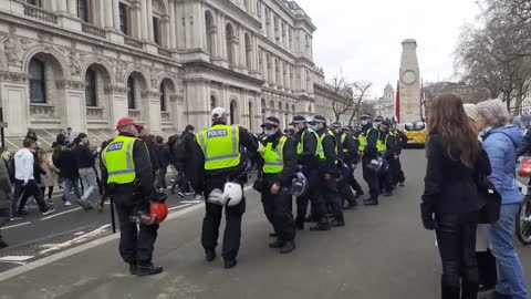 police at the mass demonstration down Whitehall london