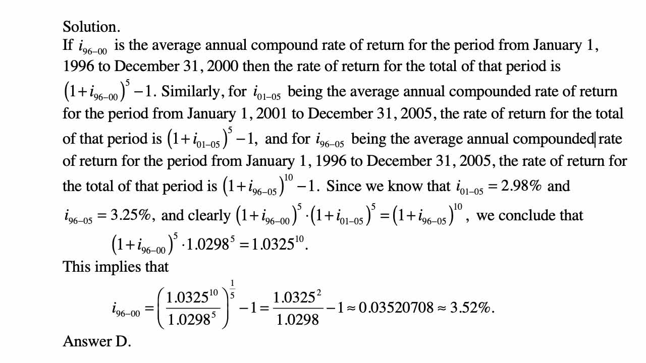 Exam FM exercise for June 28, 2022