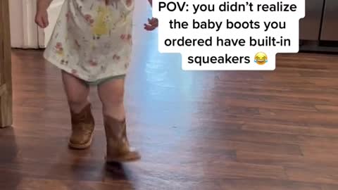 POV: you didn't realize the baby boots you ordered have built-in squeakers